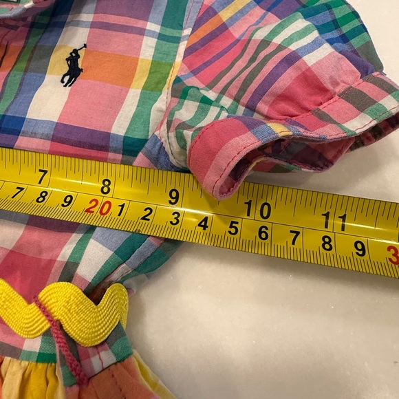 Ralph Lauren Baby Girls Madras Pink Green Plaid Shirt Dress Sz 12 Months - Picture 7 of 10